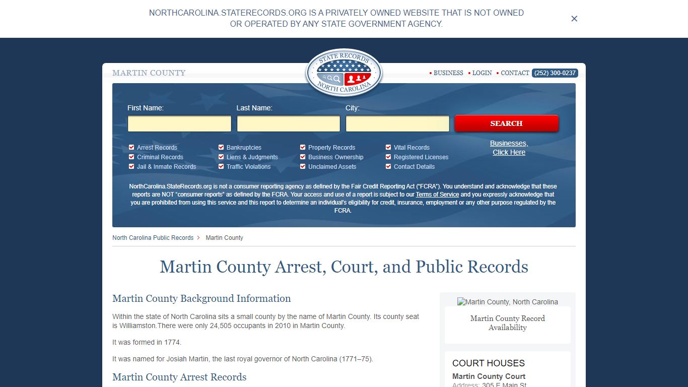 Martin County Arrest, Court, and Public Records